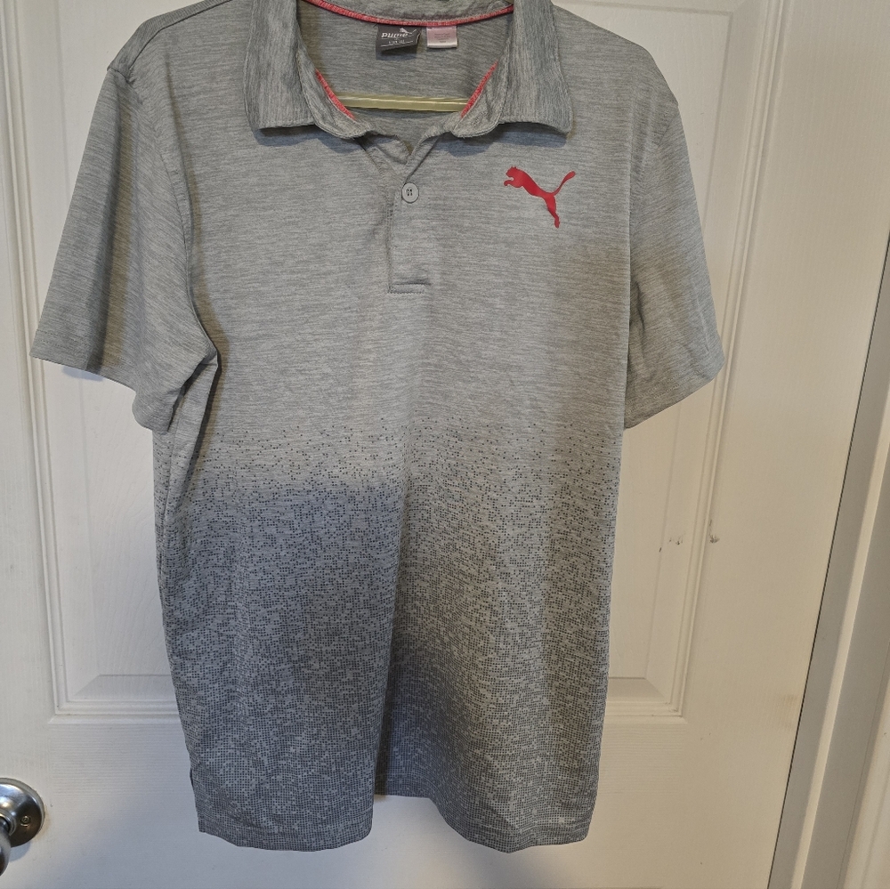 Puma Kids Light Gray Polo with Red Logo